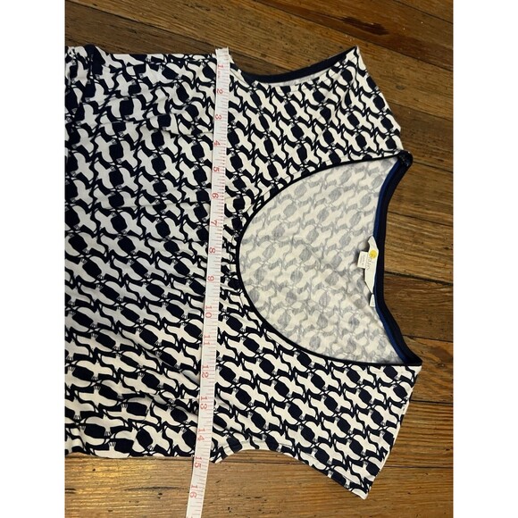 Boden Jersey Stretch Knee Length Dress Cap Sleeve Size 6P Navy Blue Bird Print - Picture 7 of 9